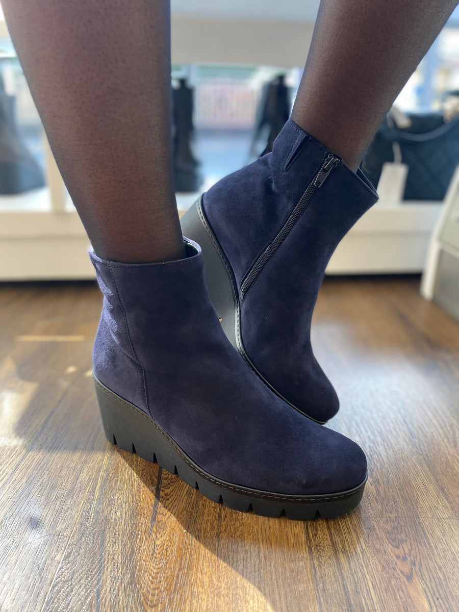 Gabor Navy Suede Wedge Ankle Boot Oona s