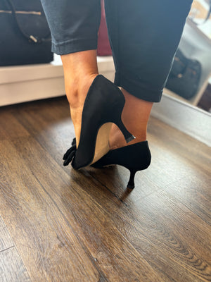 
                  
                    Marian Suede Black Court Shoe with Bow
                  
                