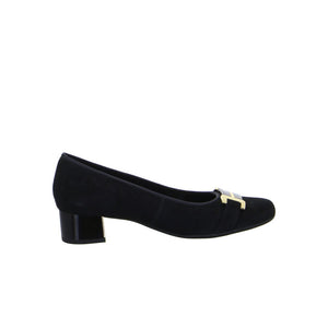 
                  
                    Gabor Nizza Suede Black Pump with Gold buckle
                  
                