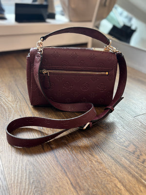 
                  
                    Guess Tisha 4G Logo Flap Wine Shoulder Bag
                  
                