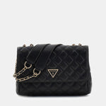 Guess Quilted Giully II Black quilted handbag with gold chain detail 