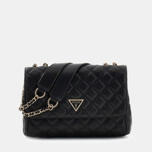 
                  
                    Guess Quilted Giully II Black quilted handbag with gold chain detail 
                  
                