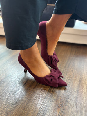 
                  
                    Marian Suede Burgundy Court Shoe with Bow
                  
                