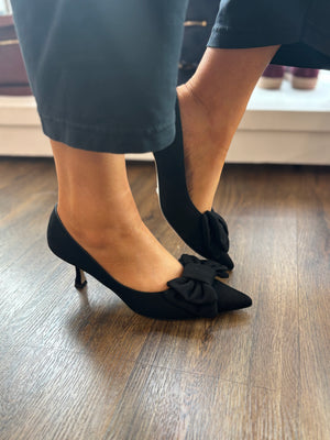 
                  
                    Marian Suede Black Court Shoe with Bow
                  
                