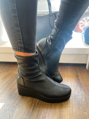 
                  
                    Jose Saenz Leather Black Wedge Ankle Boot
                  
                