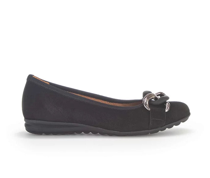 Gabor Sporty Ballerina in black suede - 62.625.47