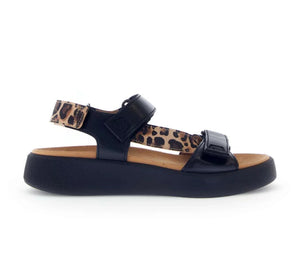 
                  
                    Gabor Strappy Black Sandal with Animal Print
                  
                