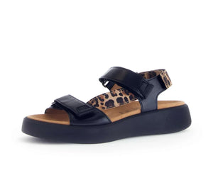 
                  
                    Gabor Strappy Black Sandal with Animal Print
                  
                