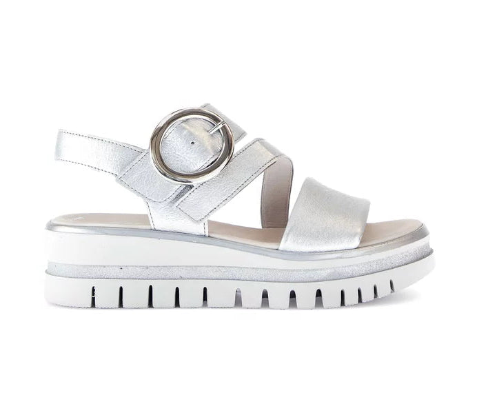 Gabor Silver Strap Sandal with Buckle