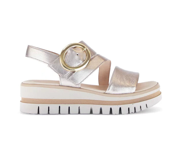 Gabor Gold Strap Sandal with Buckle