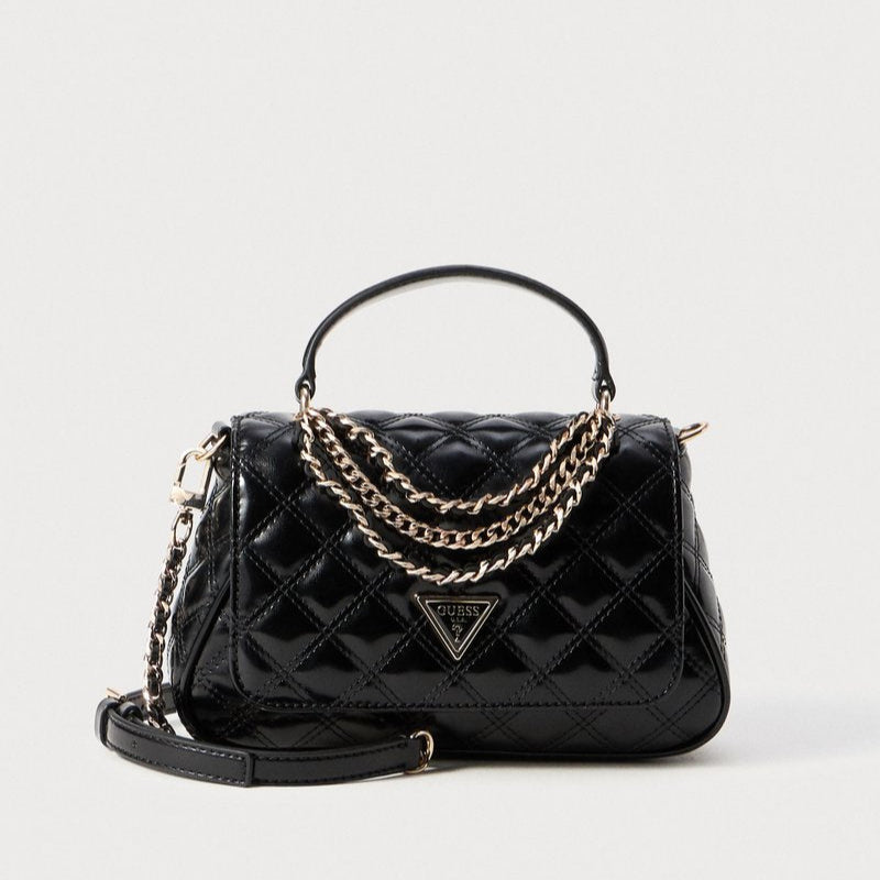 Guess Giully II Black quilted handbag with gold chain detail