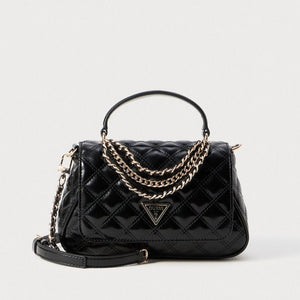 
                  
                    Guess Giully II Black quilted handbag with gold chain detail
                  
                