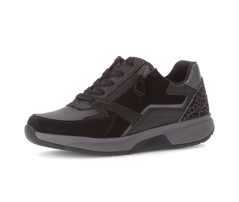 
                  
                    Gabor Rolling Soft Black Trainer with Print Heel
                  
                