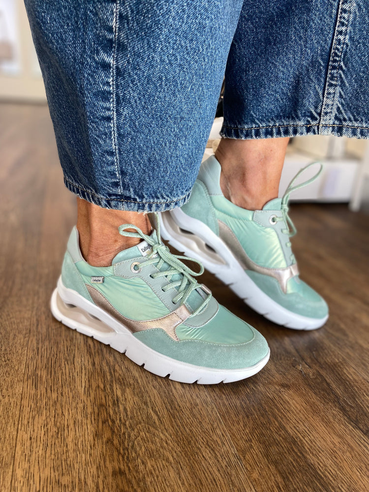 Callaghan Aria Aqua Lace Trainer with Gold