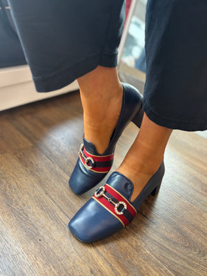 
                  
                    Marian Navy Leather Pump with Heel
                  
                
