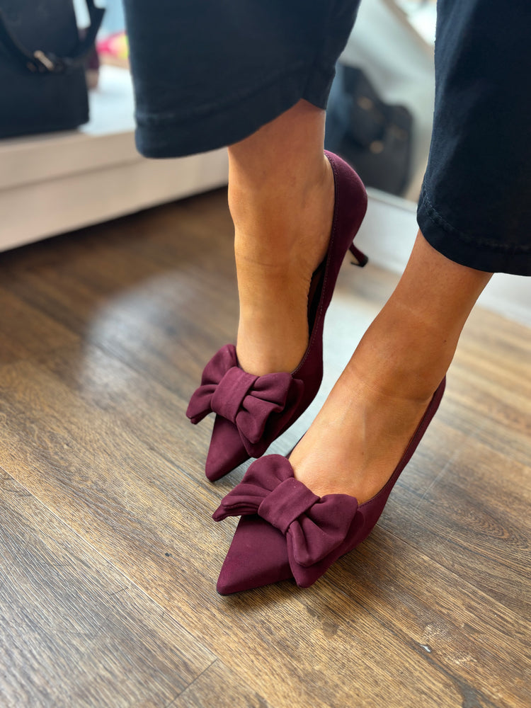 
                  
                    Marian Suede Burgundy Court Shoe with Bow
                  
                