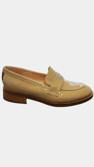 
                  
                    Marco Moreo Beige Patent Loafer with Heart
                  
                