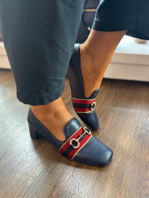 
                  
                    Marian Navy Leather Pump with Heel
                  
                