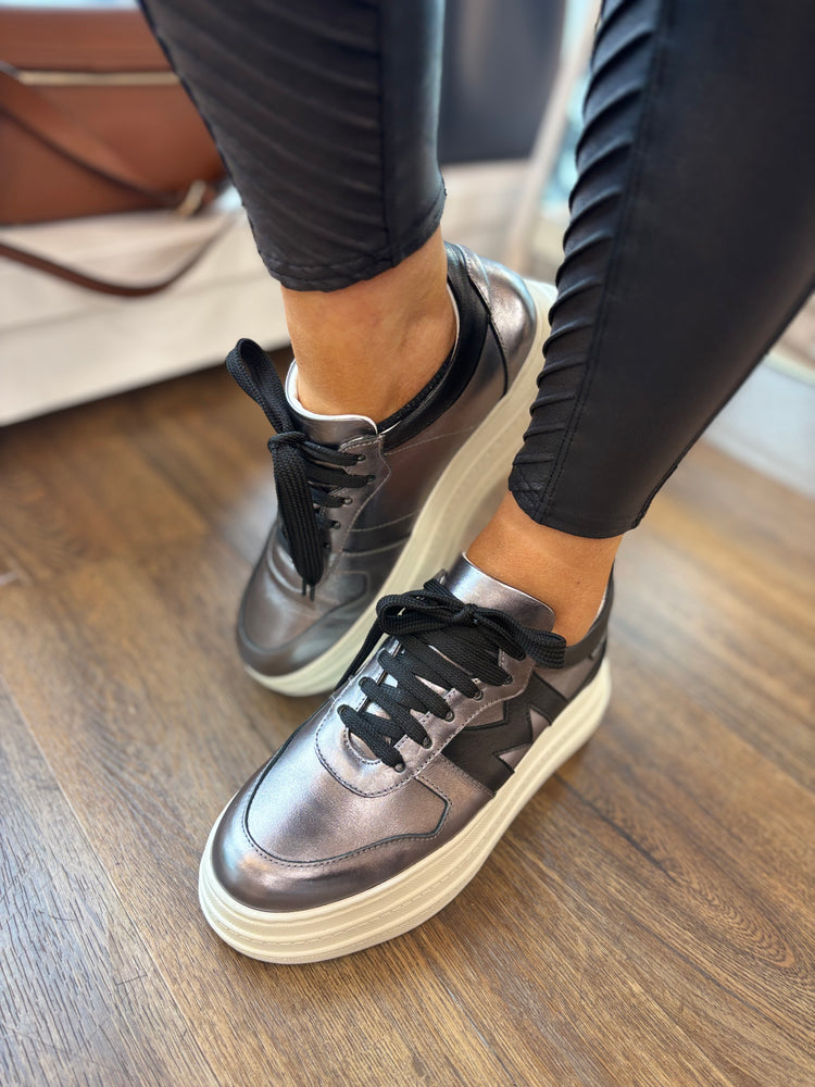
                  
                    Marco Moreo Metallic Leather Trainer
                  
                