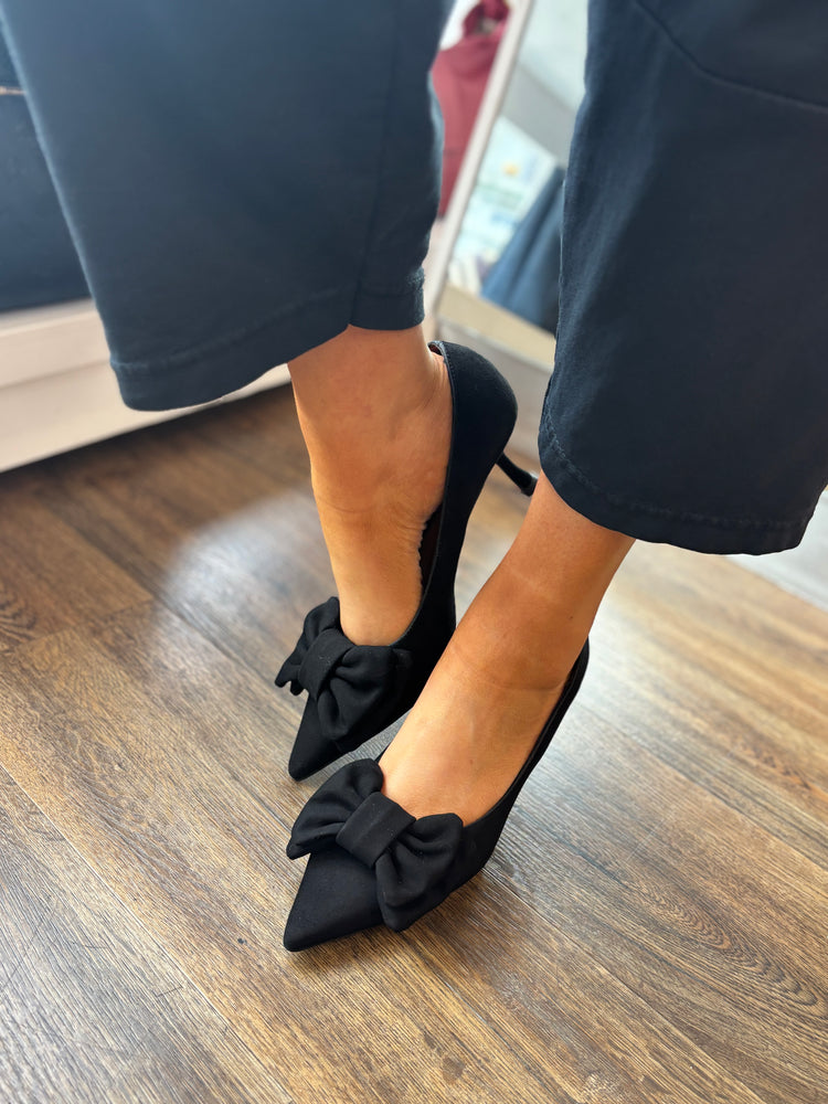 
                  
                    Marian Suede Black Court Shoe with Bow
                  
                