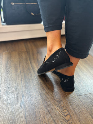 
                  
                    Marian Black Suede Diamante Loafer
                  
                