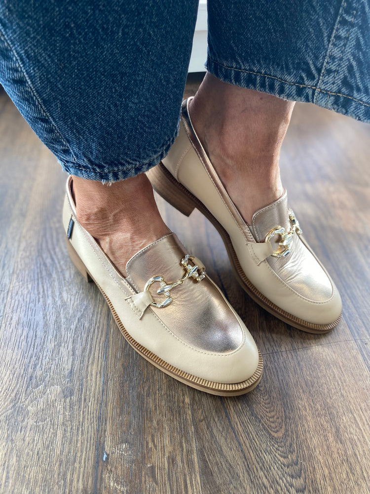 
                  
                    Marco Moreo Beige with Gold Loafer
                  
                