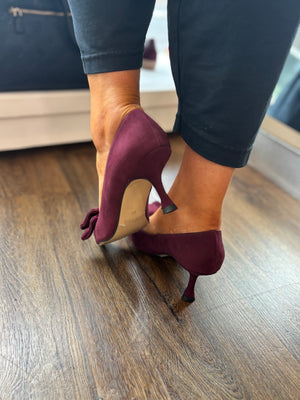 
                  
                    Marian Suede Burgundy Court Shoe with Bow
                  
                