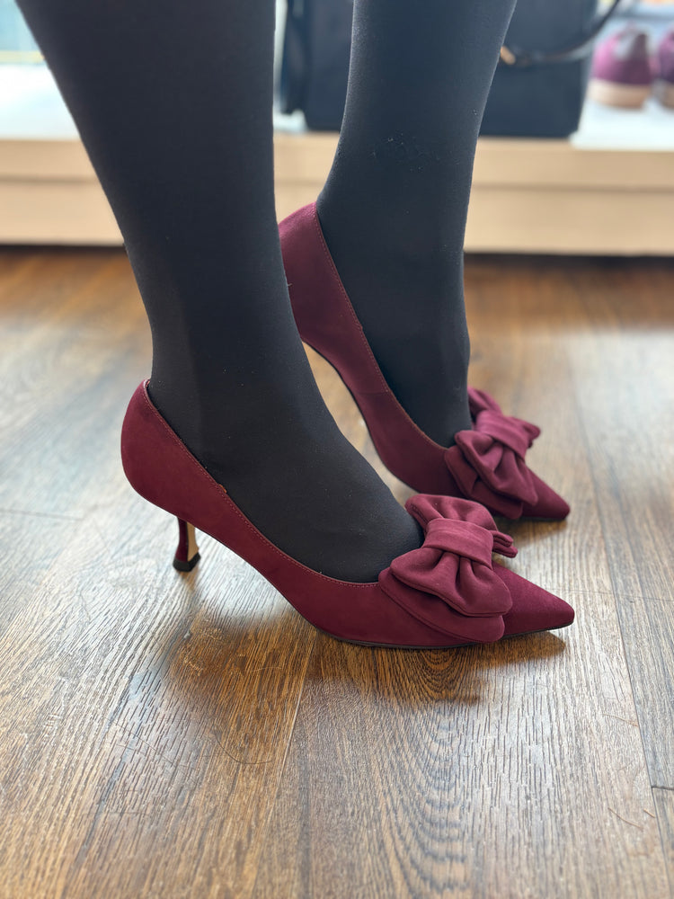 
                  
                    Marian Suede Burgundy Court Shoe with Bow
                  
                