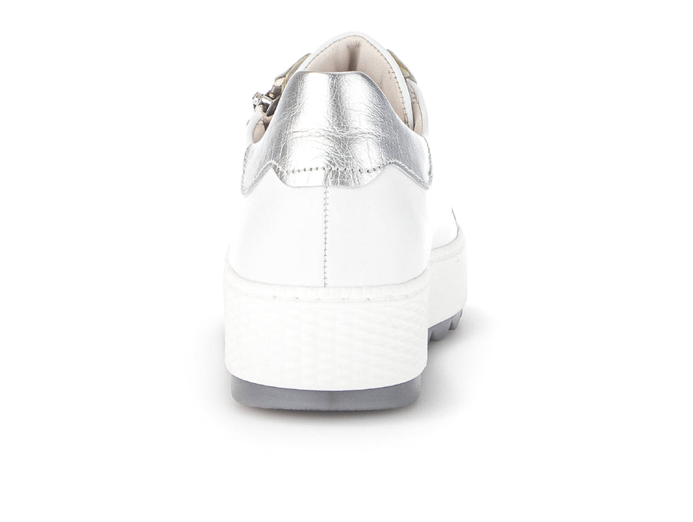 
                  
                    GABOR 46.058.50 WHITE PLATORM TRAINER WITH SILVER TAB
                  
                