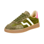Gant Cuzima Dark Olive Green sneaker with pink heel and white logo 