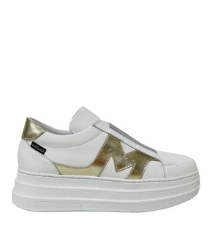 
                  
                    Marco Moreo White Leather Trainer with Gold
                  
                