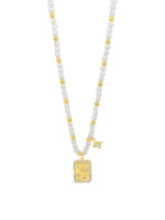 Absolute Necklace North Star Rectangle drop gold and pearl 