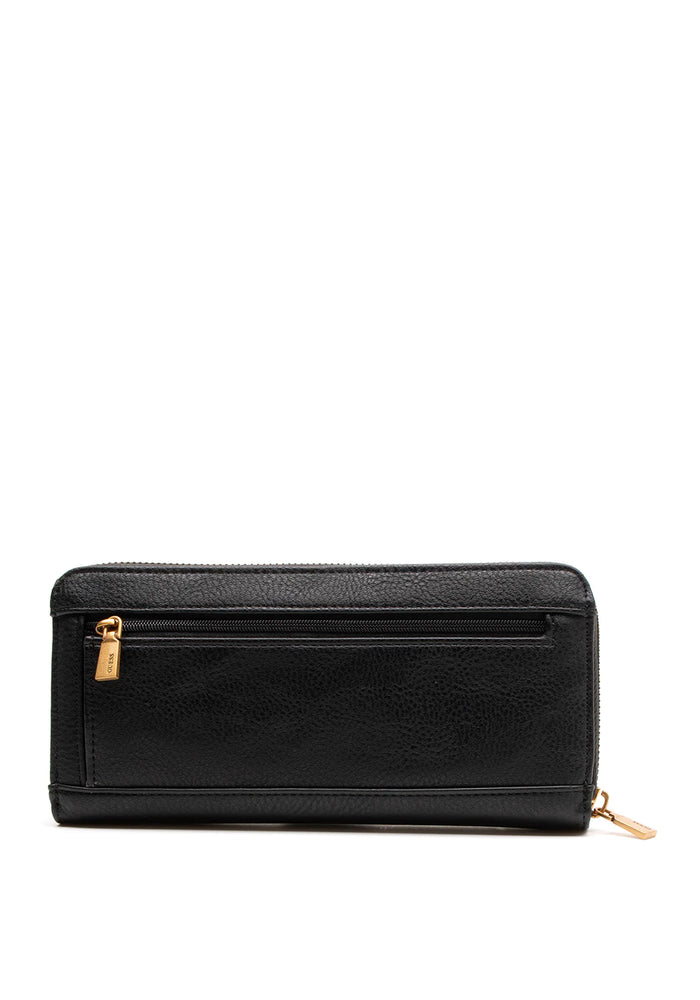 
                  
                    Guess Arja black large wallet with gold hardware.
                  
                
