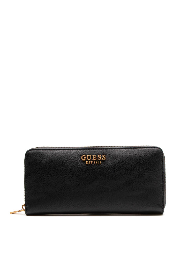 
                  
                    Guess Arja black large wallet with gold hardware.
                  
                