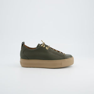 
                  
                    Paul Green Olive Leather Elastic Trainer
                  
                