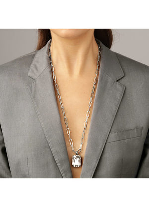 
                  
                    Dyrberg/Kern Eyti Silver Large Crystal Long Necklace
                  
                