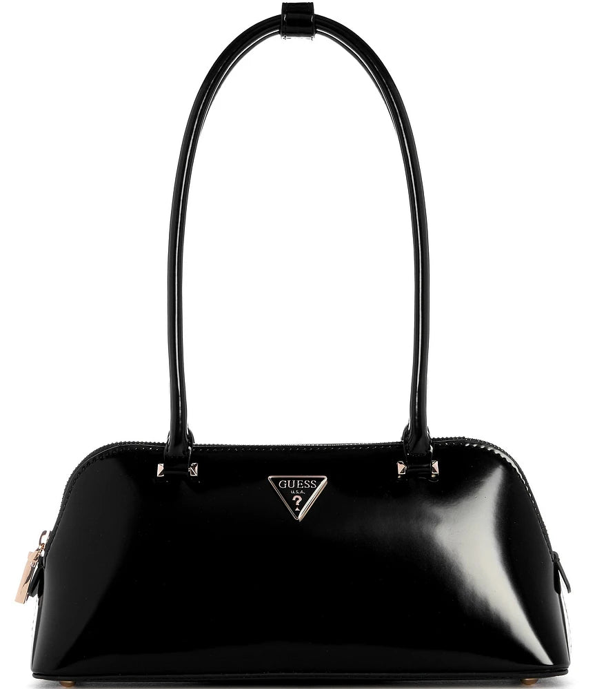Guess Arnela Black Patent Shoulder Bag