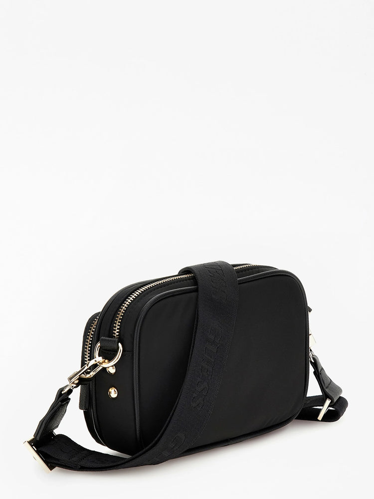 ASOS DESIGN leather camera bag with front pocket in black