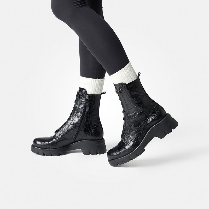 
                  
                    Paul Green Croc Elastic Lace Ankle Boots
                  
                